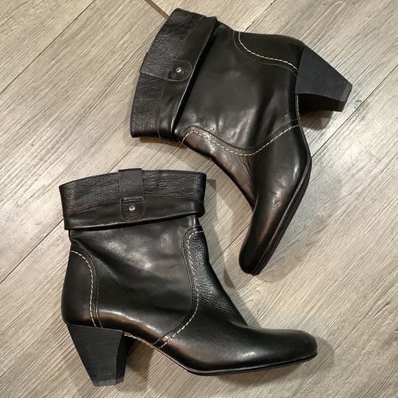 Pikolinos Black Leather Western Inspired Heeled Boots size 8.5-9 - Picture 1 of 12